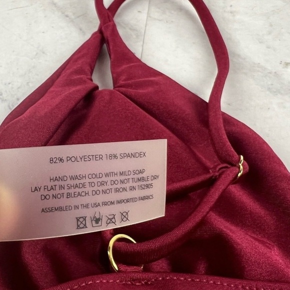 GIGI C Burgundy Triangle String Bikini Top - Picture 9 of 13